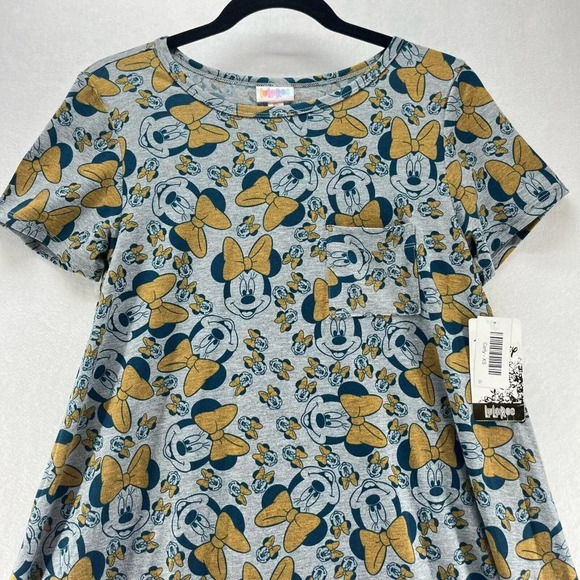 LuLaRoe Dress Size XS Carly Swing Minnie Mouse Short Sleeve Hi Low Stretch Gray - Picture 2 of 11